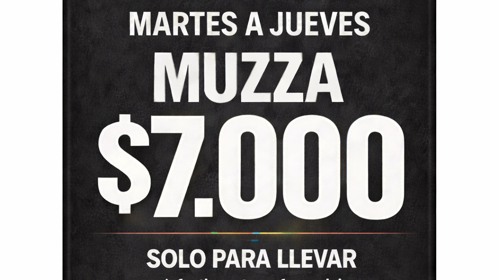 Para llevar solo Martes, Miércoles y Jueves