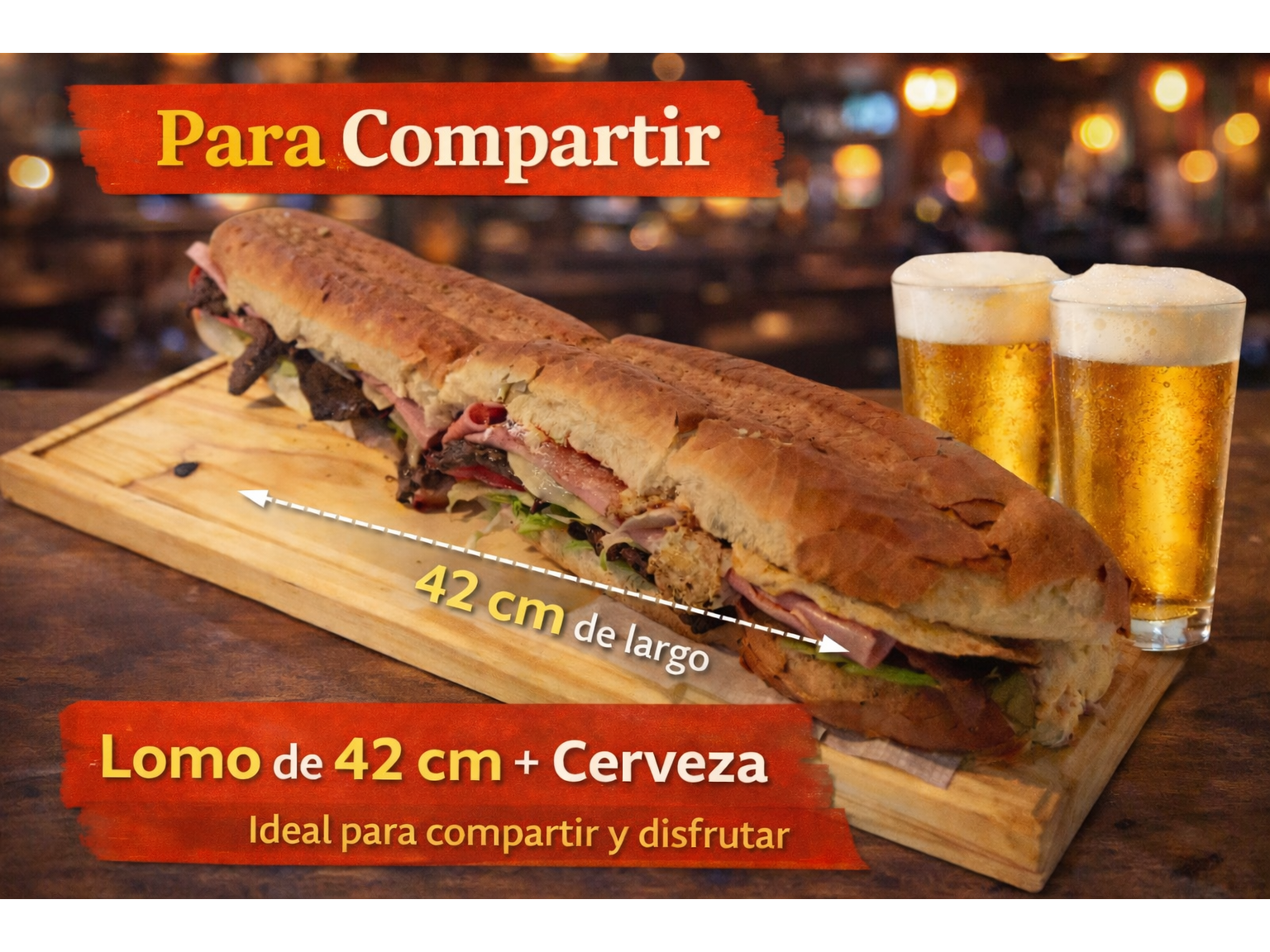 Lomo 42 cm + Quilmes 1 lts