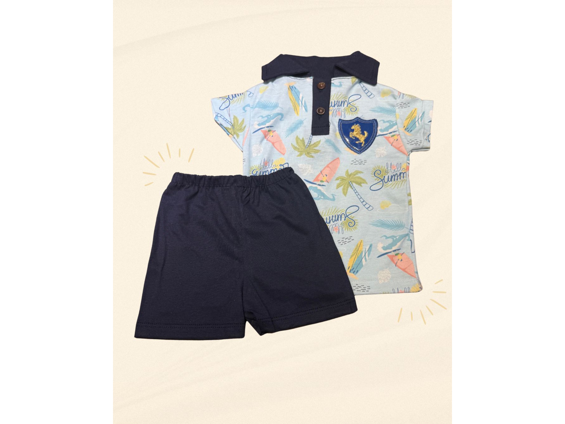 Conjunto chomba algodón estampado