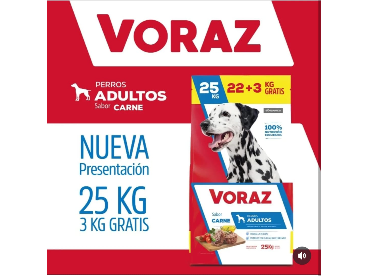 VORAZ ADULTO X22KG+3kg gratis