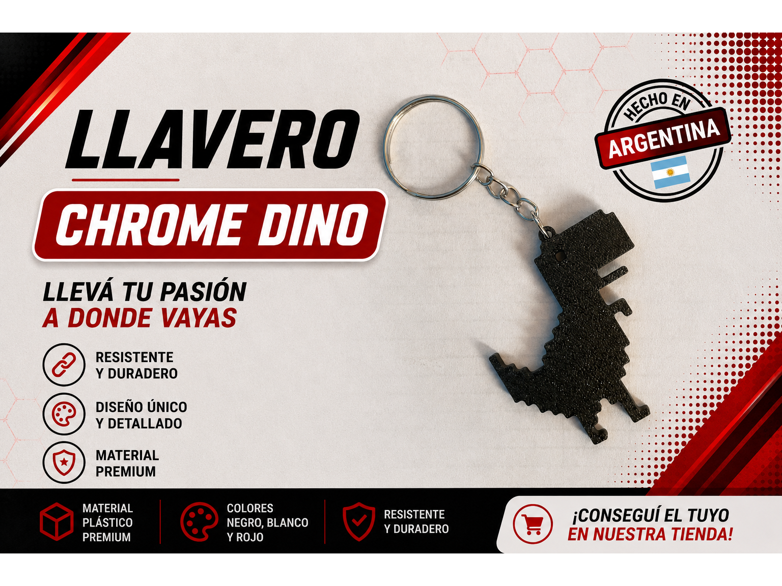 Llavero Chrome Dino de TC3D