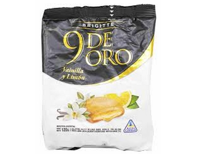 9 DE ORO Brigitte de Chocolate Rellena de Limon x 120g.
