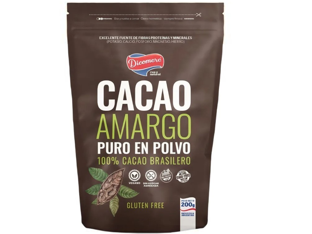 CACAO AMARGO PURO EN POLVO SIN TACC 200g - DICOMERE