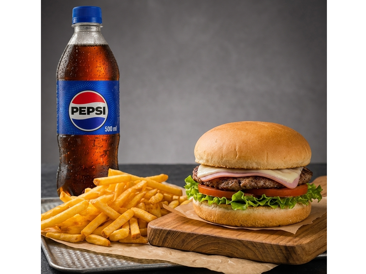 Hamburguesa clásica + gaseosa