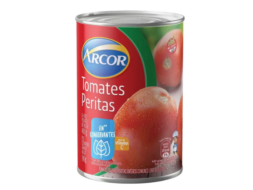 Tomates Perita Enteros lata x 400 Gr. "Arcor"