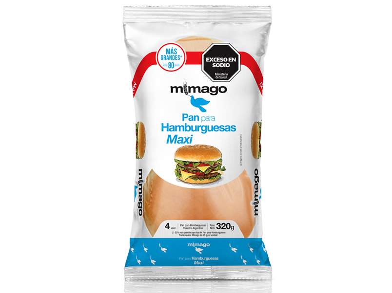 Pan p/Hamburguesas MAXI x 4 Un. "Mimago"