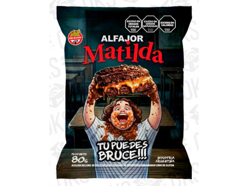 Alfajor de Chocolate Relleno c/Dulce de Leche x 80 Gr. "Matilda"