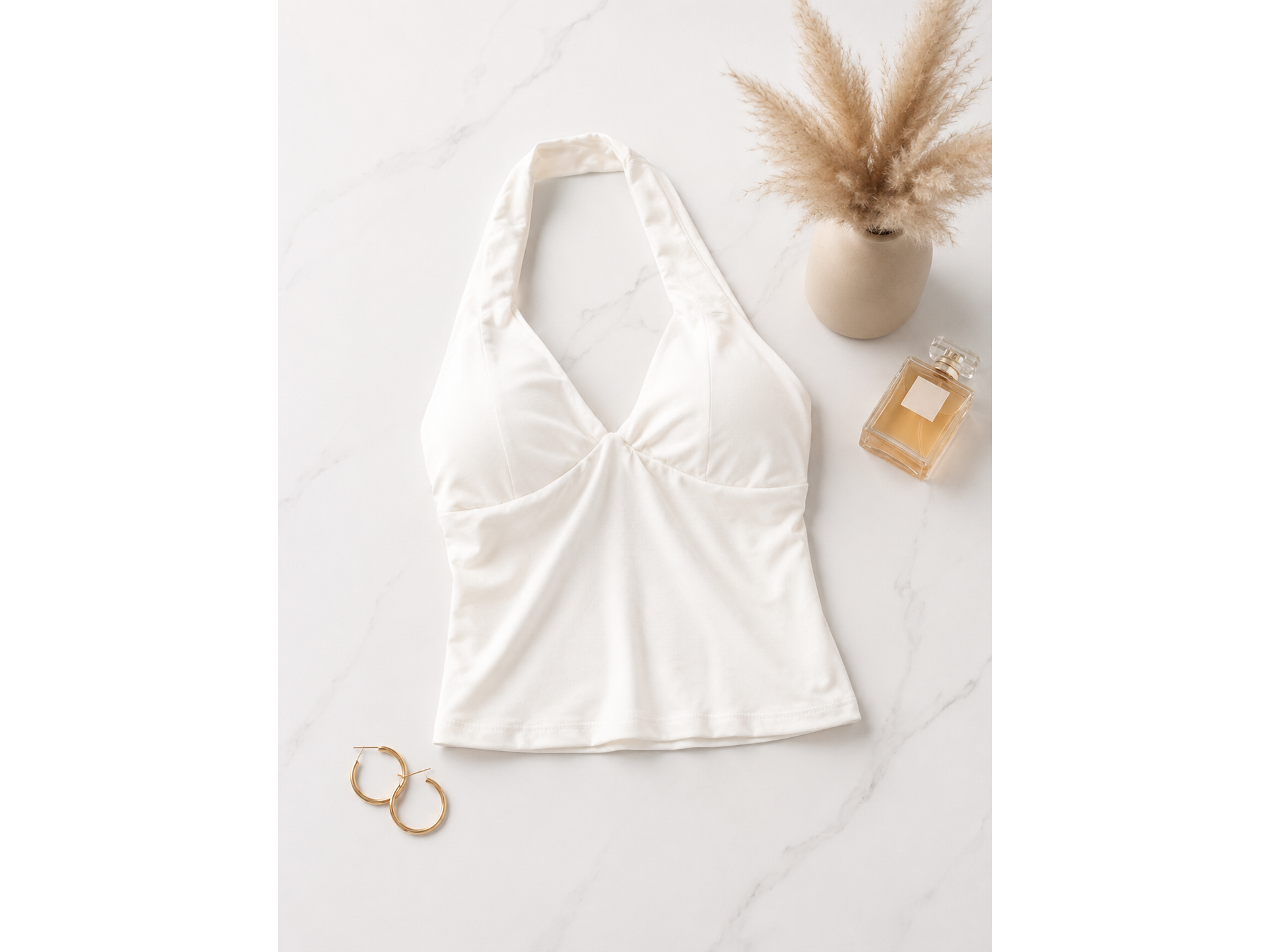Top Halter Blanco con copas / Talla S