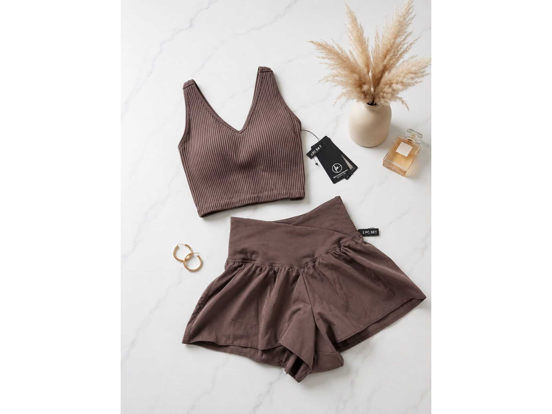 Conjunto café con short / Talla Xs