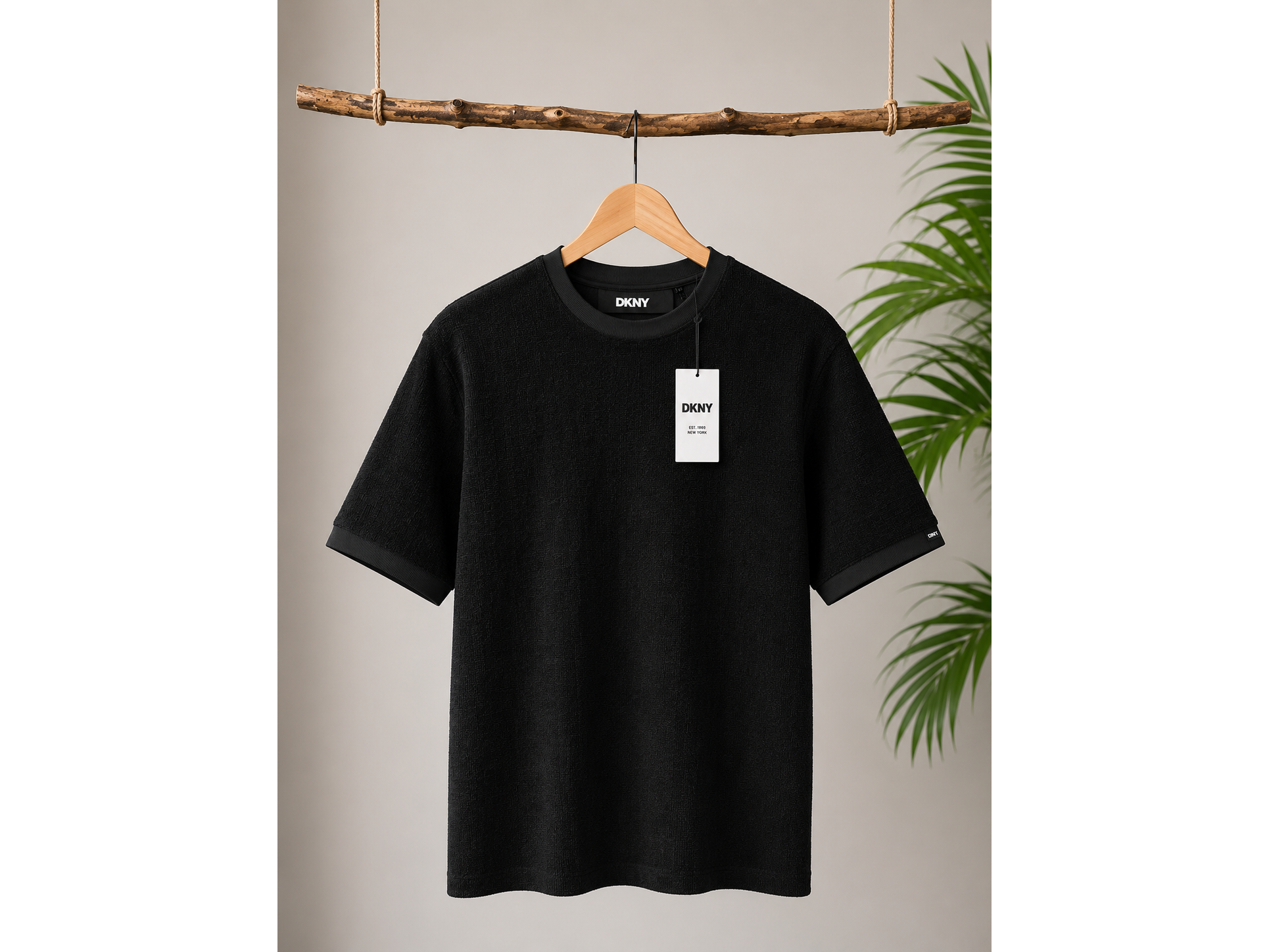 Polera DKNY Negra Texturizada / Talla L