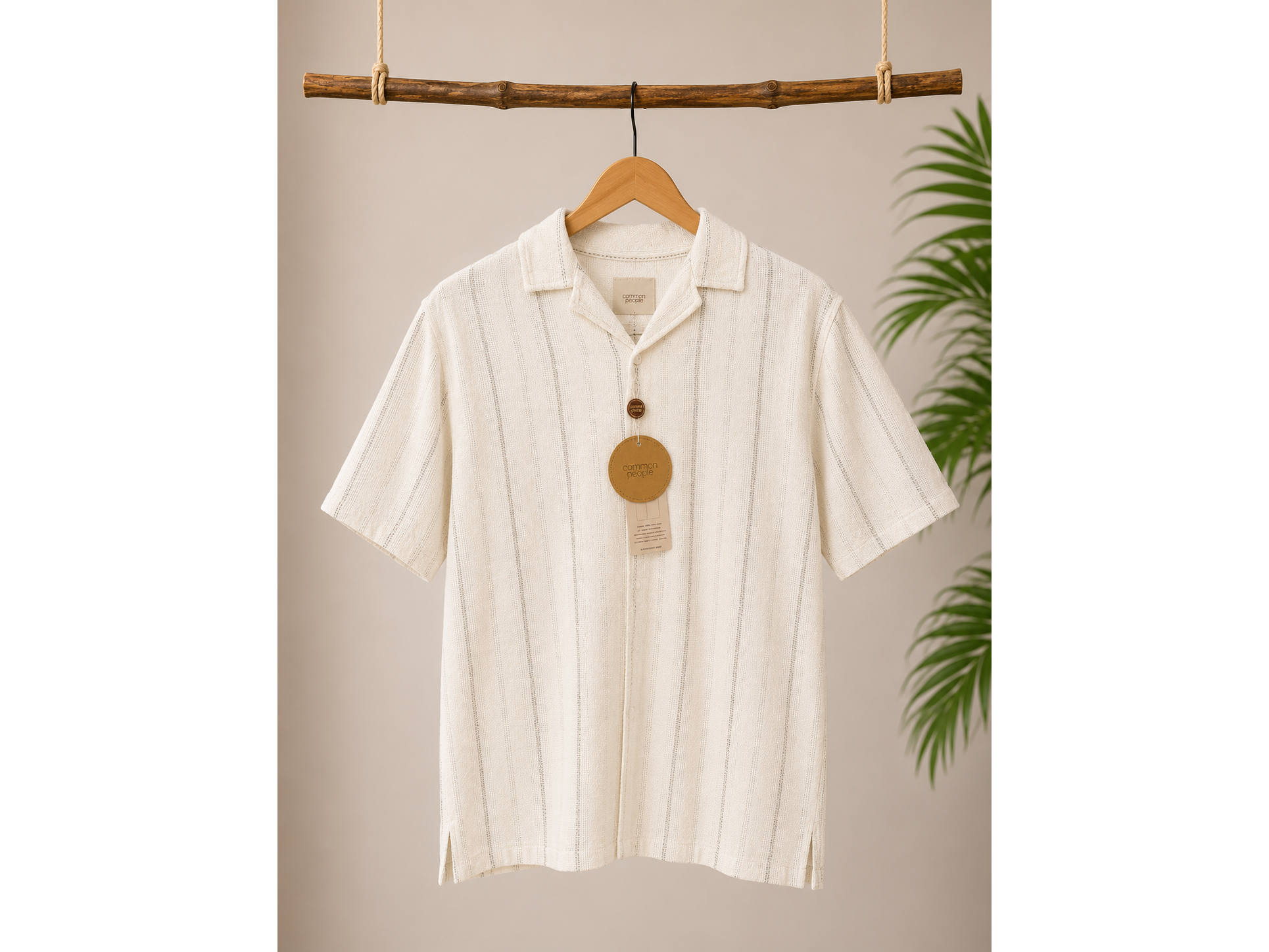 Camisa de Lino Texturizada Blanca / Talla L