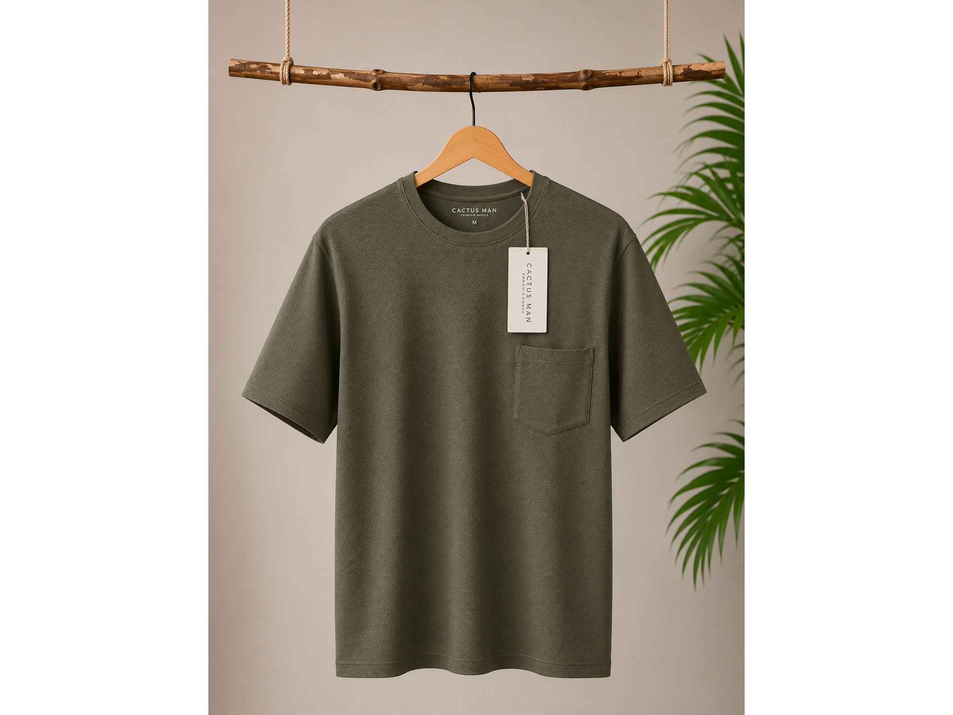 Polera color verde olivo con textura / Talla M