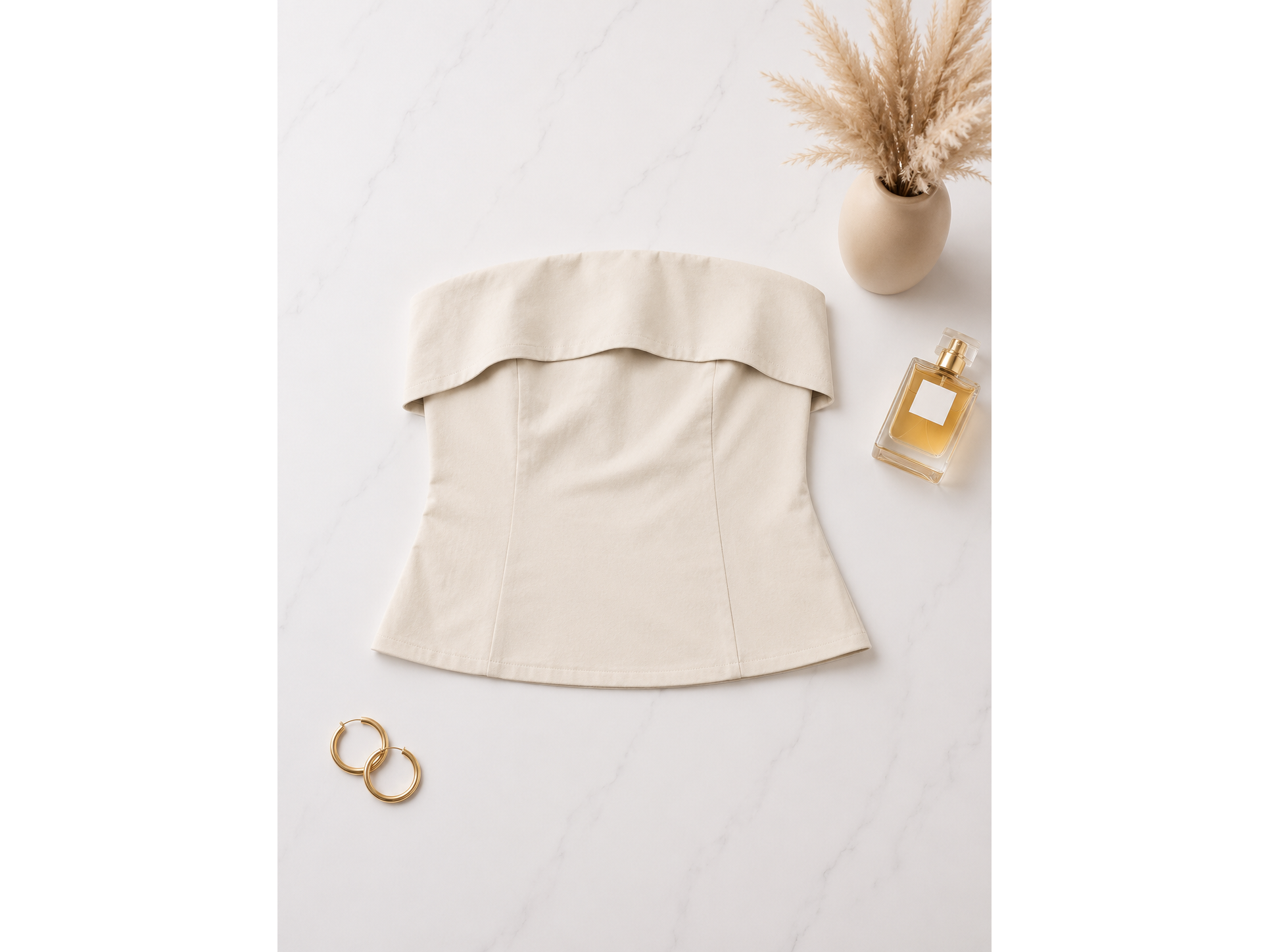 Top Strapless Beige / Talla S