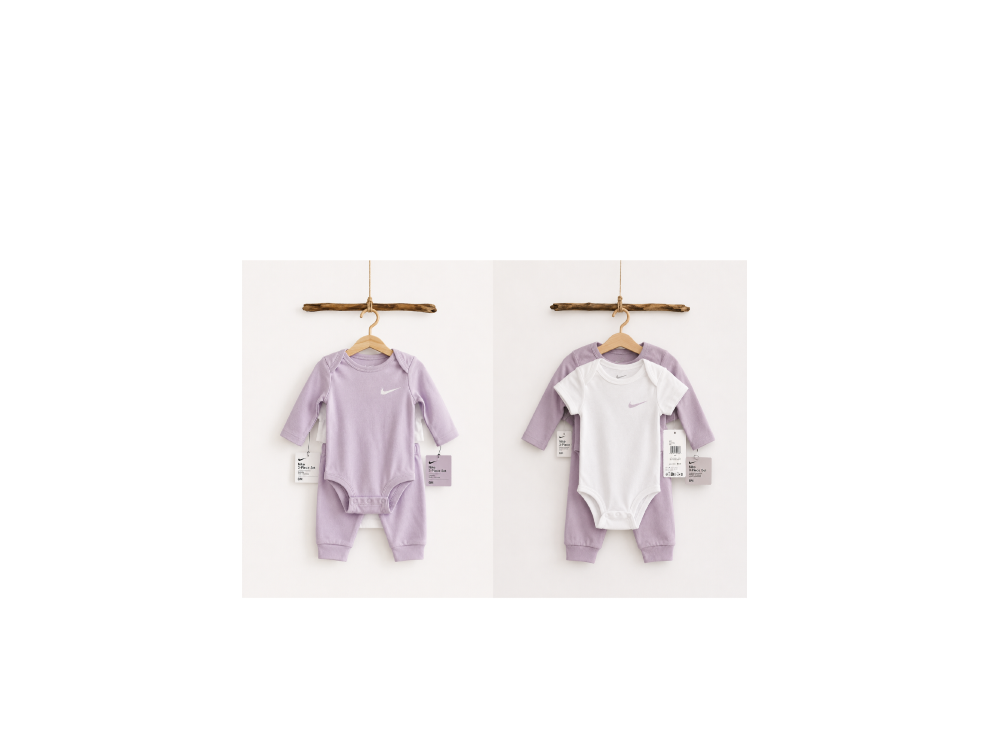 Conjunto Nike para Bebé de 3 Piezas con Bodies y Pantalón en Color Lila 6M