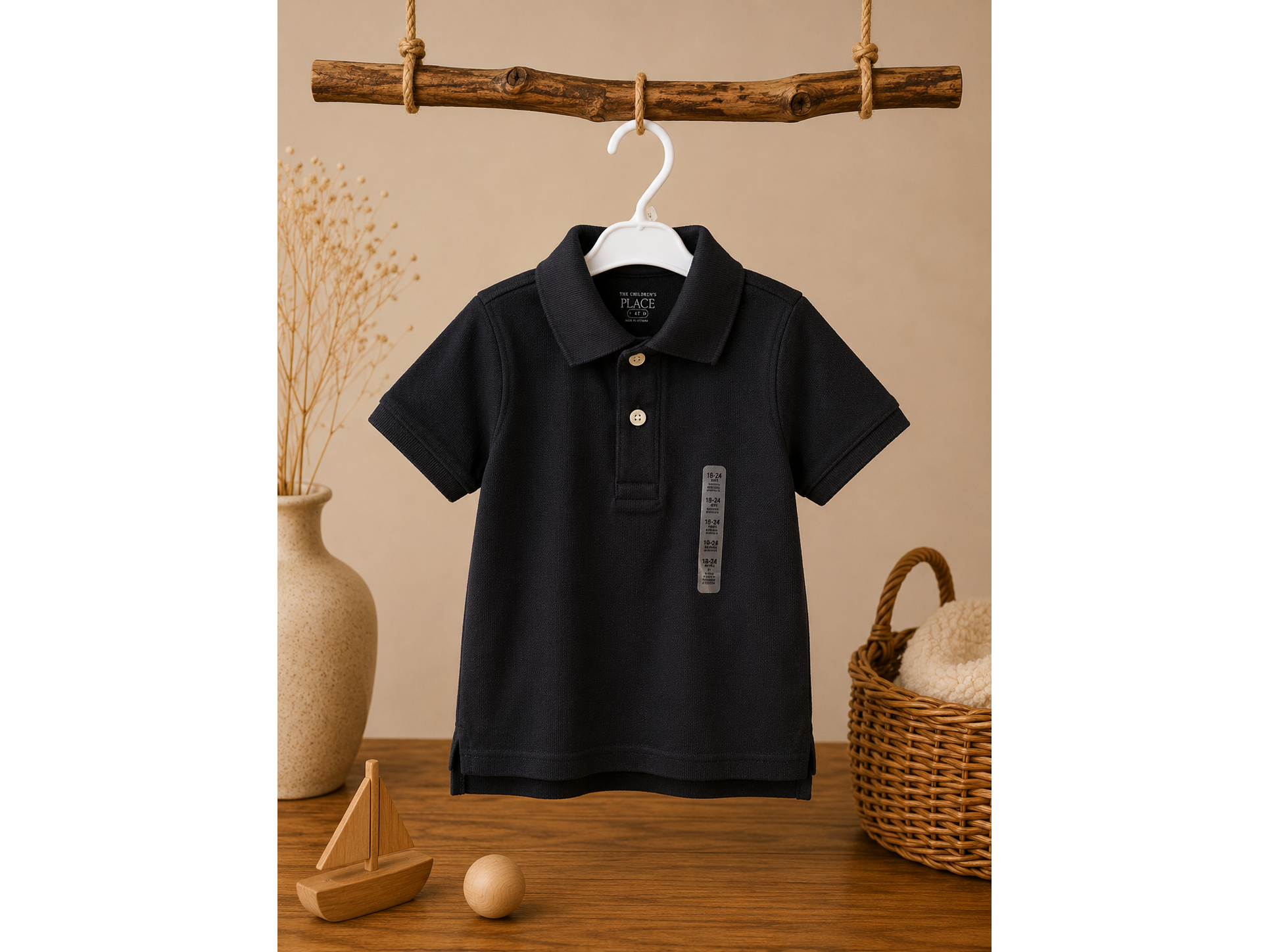 Polo Negra Chlidren's Place para Niño / 18 a 24M