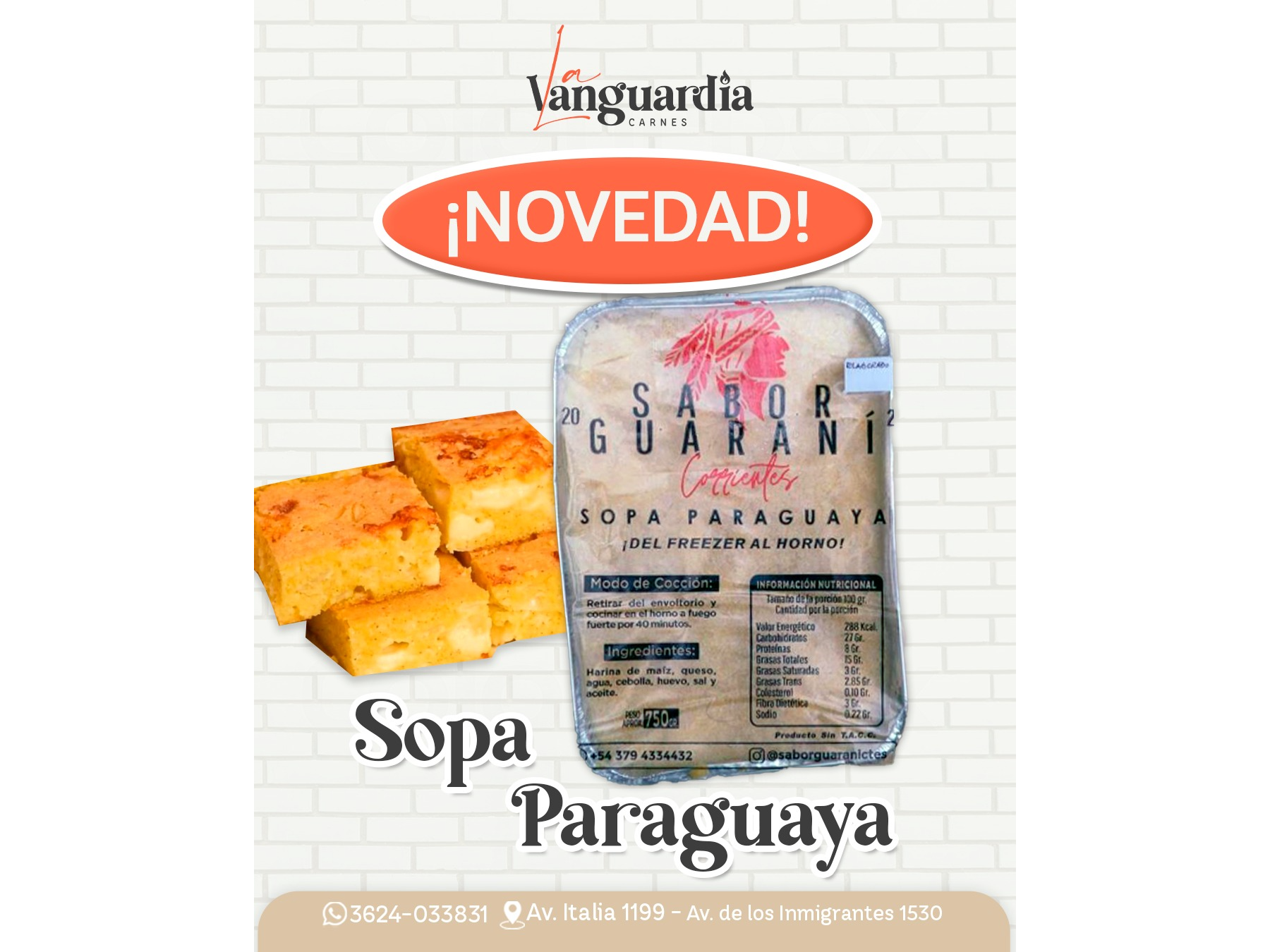 Sopa paraguaya congelada