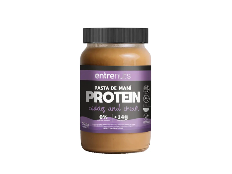 Pasta de maní Protein (370g)  Cookies and cream - Entrenuts