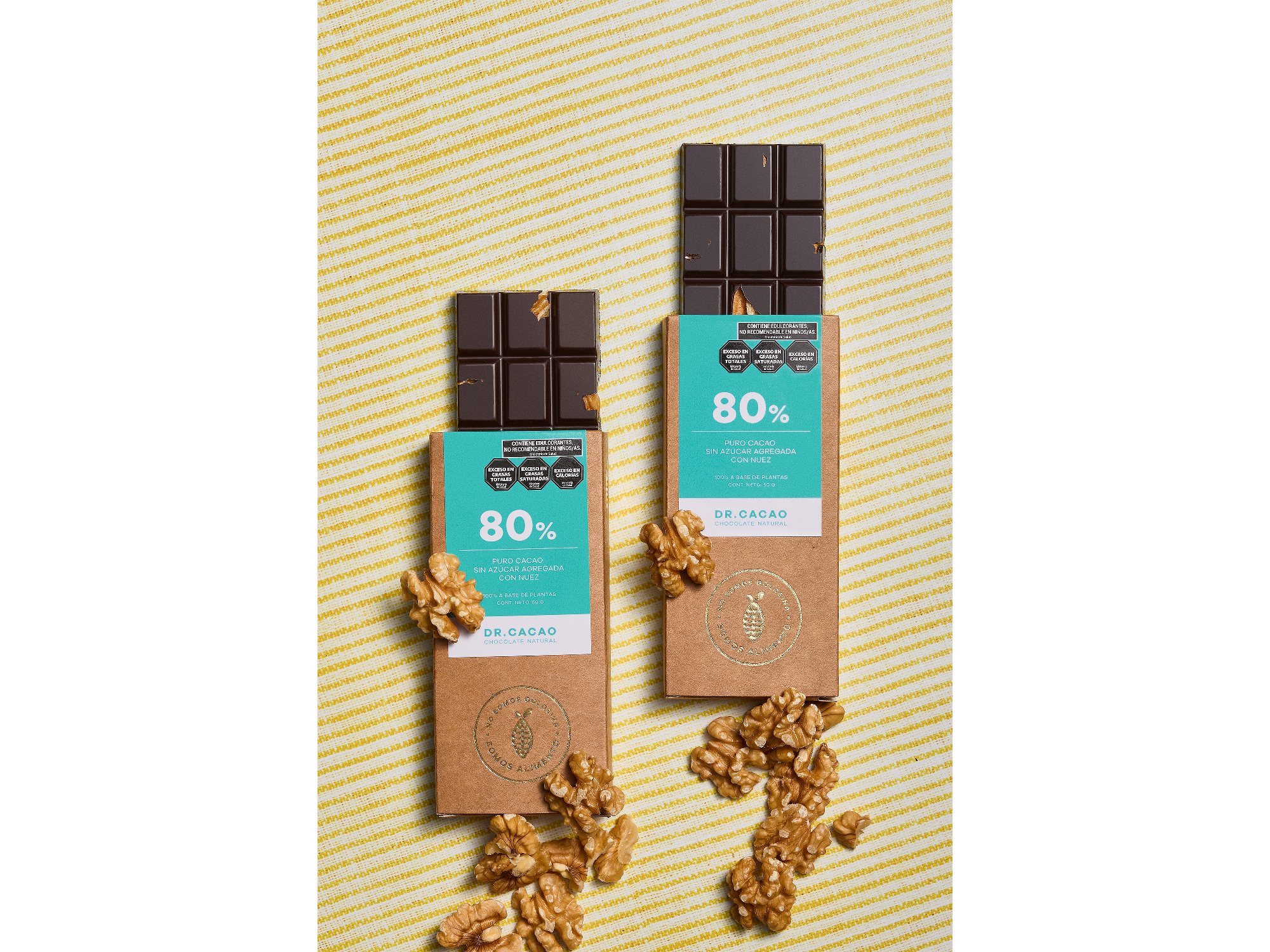 80% Puro Cacao Sin Azúcar Agregada con Nuez (50g)