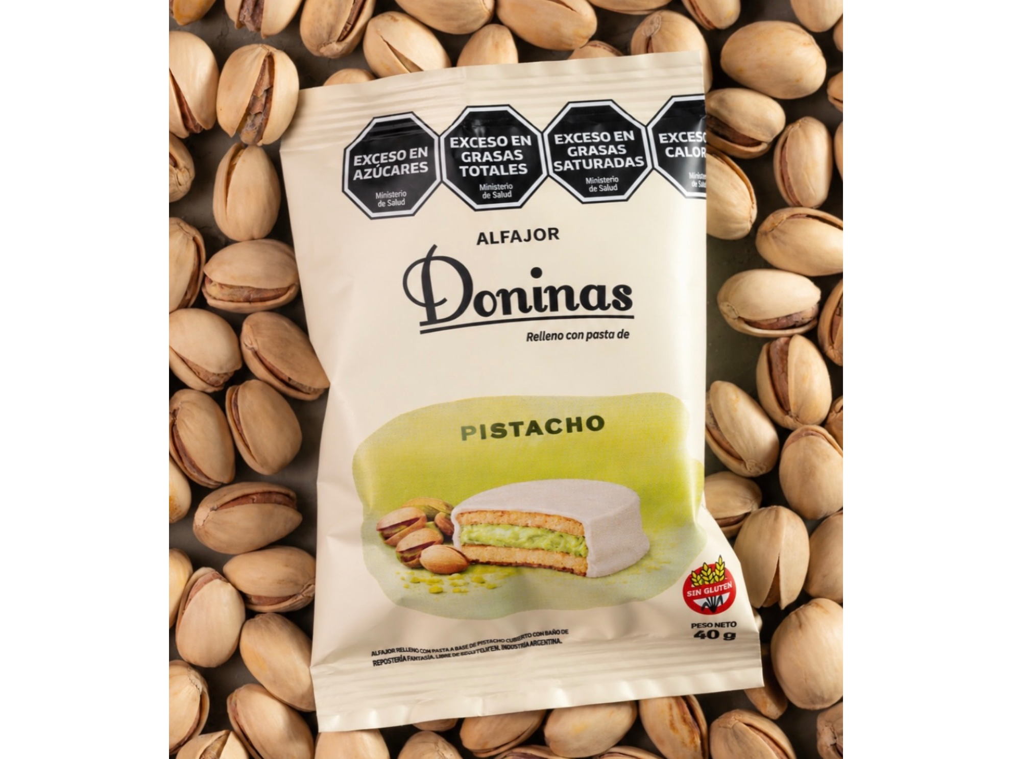 Alfajor SIN TACC - Pistacho - Blister 12 unidades  - DONINAS