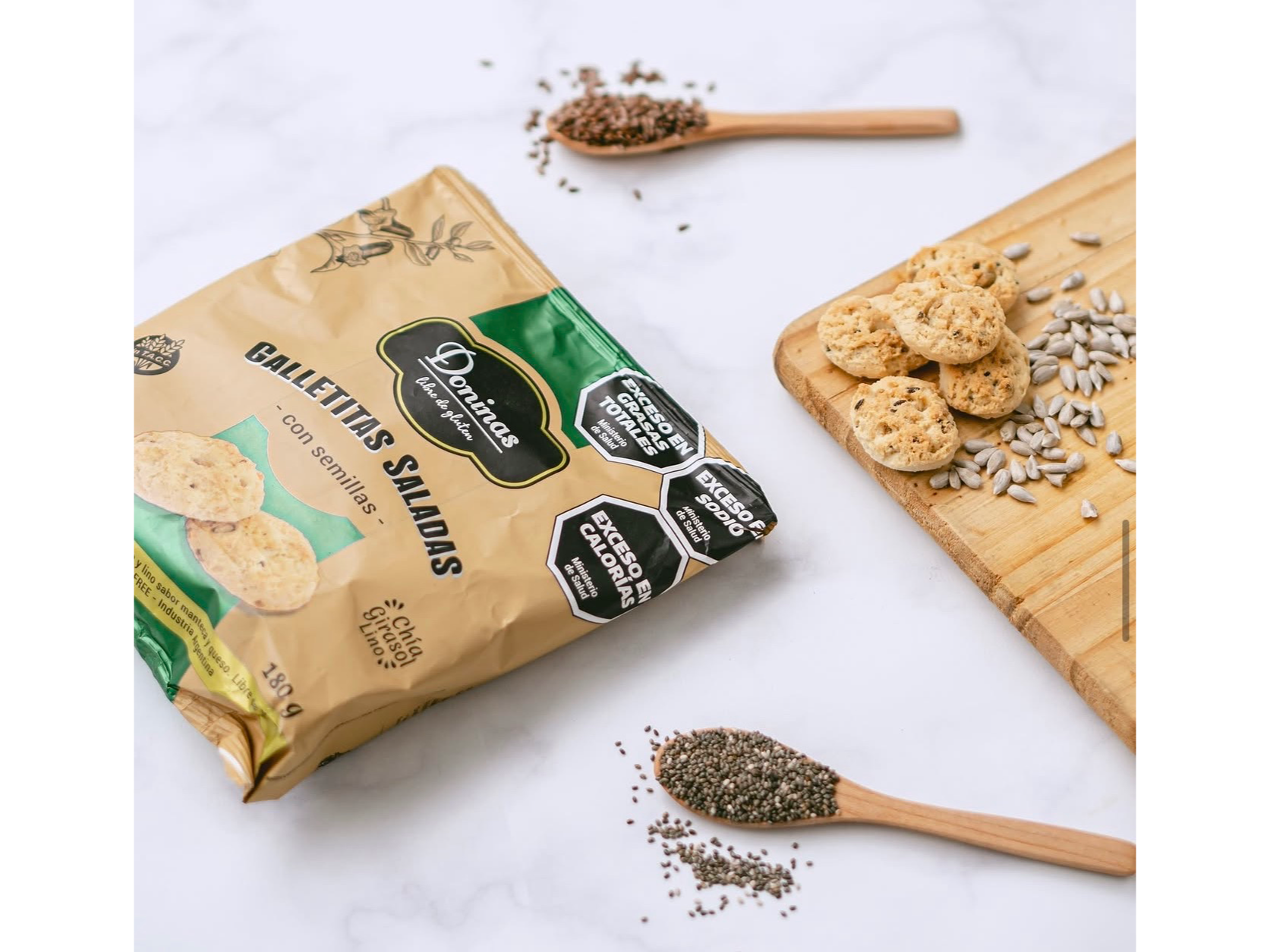 Galletitas SIN TACC saladas mix de semillas 200 grs - DONINAS