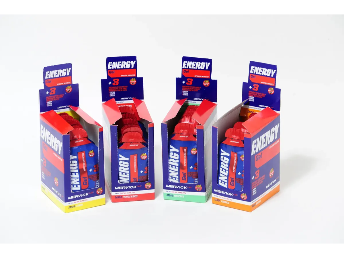 Enery gel Mervick 12 u. CON CAFEÍNA 36 mg.