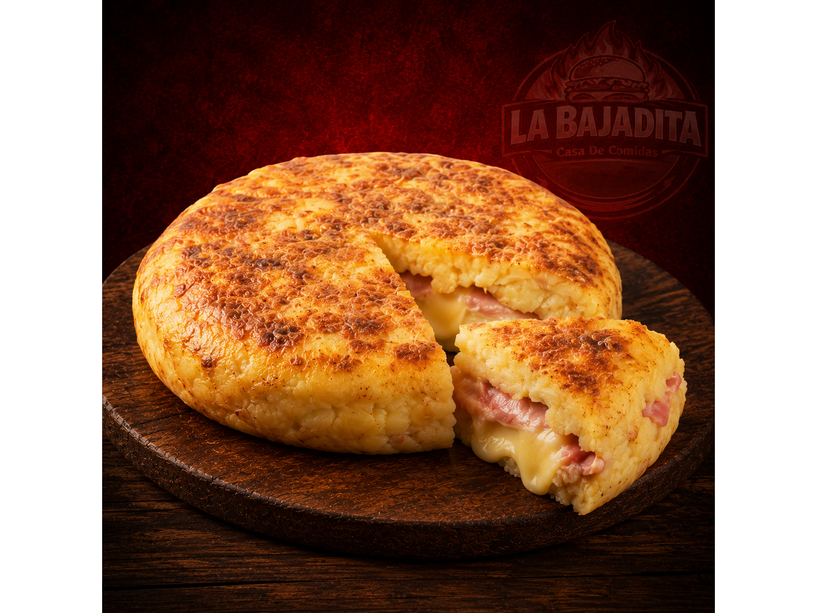 Tortilla de Papa Rellena (Jamon y Queso)