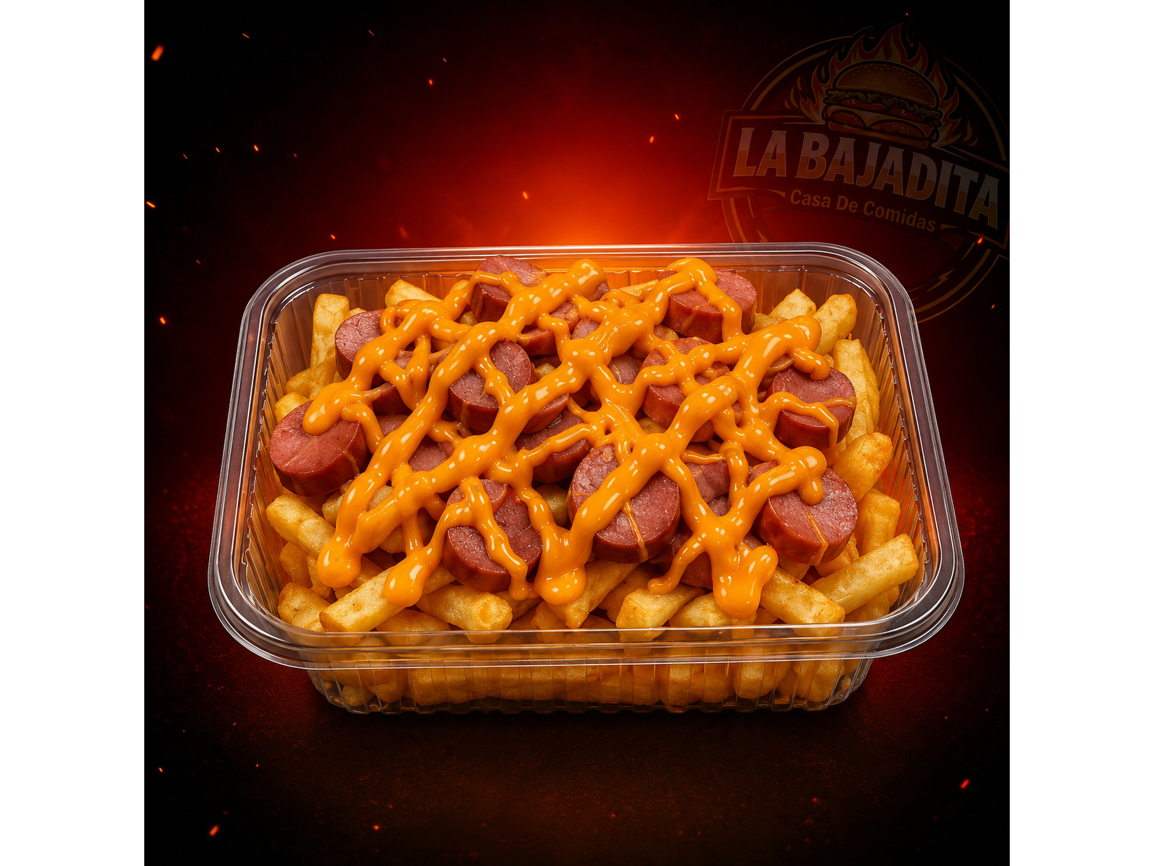 Salchipapas en Bandeja chica