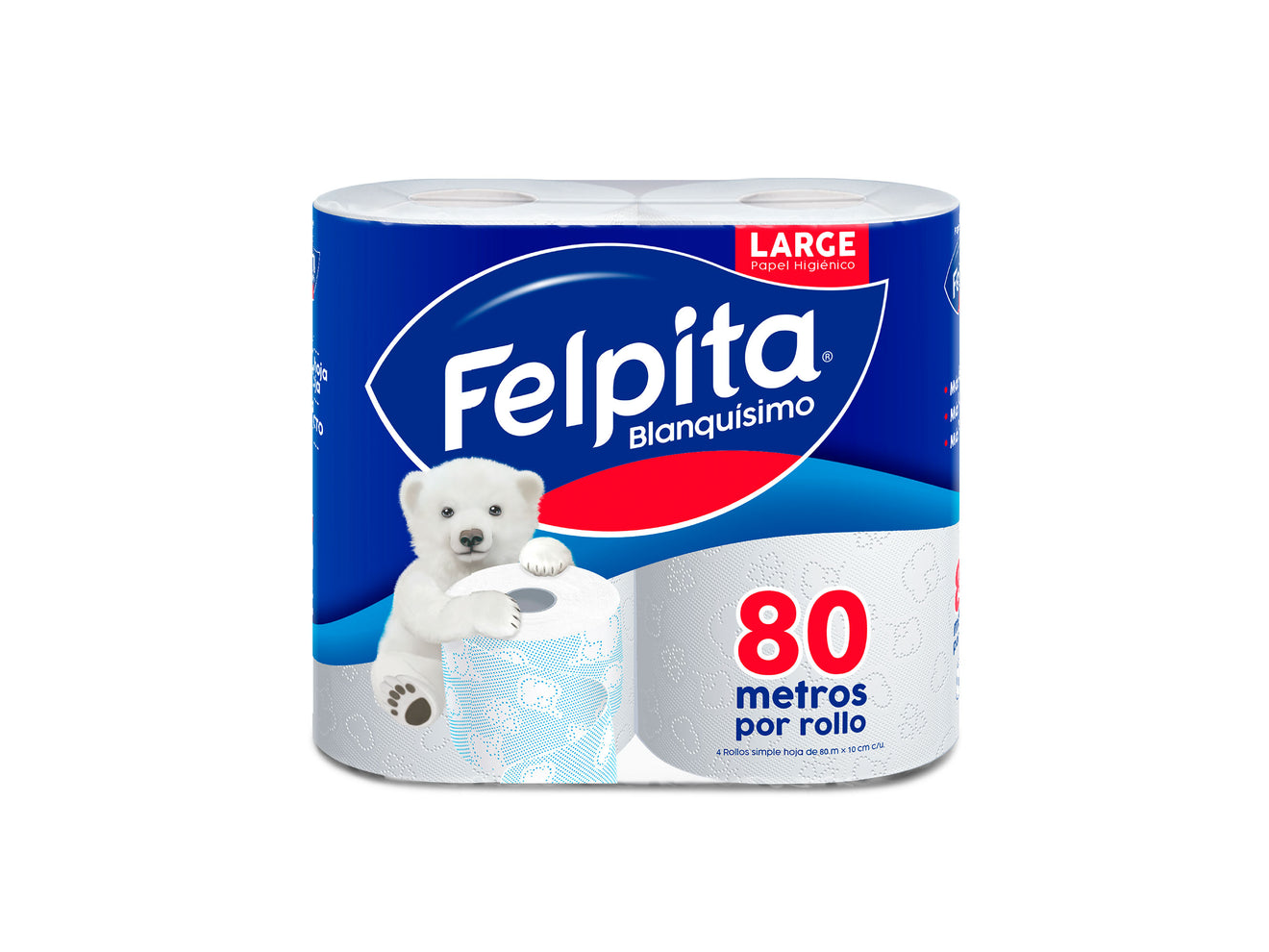 Felpita Papel Higienico 10 Uni -  4 X 80 Mt Simple Hoja