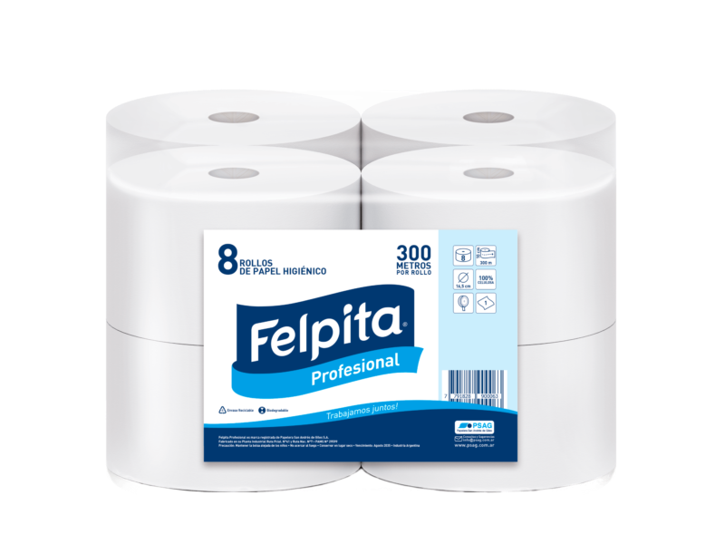 Felpita Papel Higienico Hoja Simple 8 X 300 Mt Cono Chico