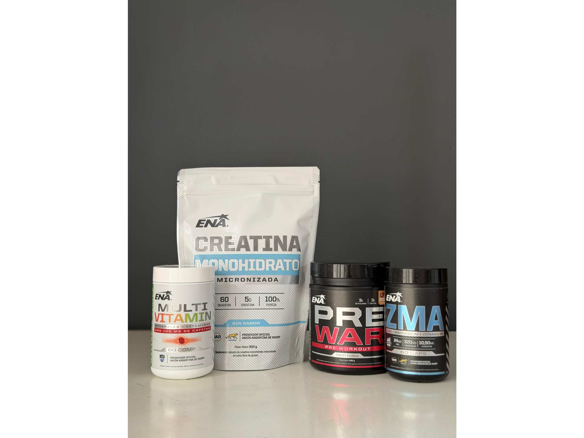 1 Creatina 300gr + 1 Multivitaminico 60 caps + 1 Pre Entreno + 1 ZMA 60 caps