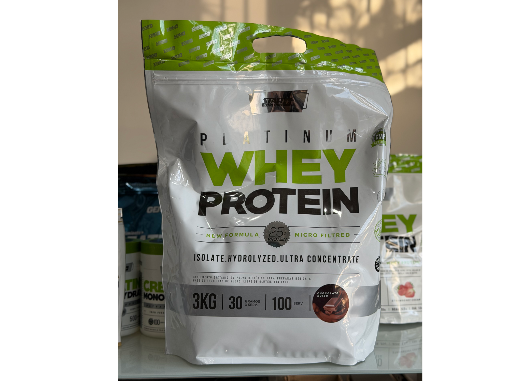 Proteína Platinum Whey Protein 3kg (Chocolate - Vainilla - Frutilla - Banana - Cookies and Cream)