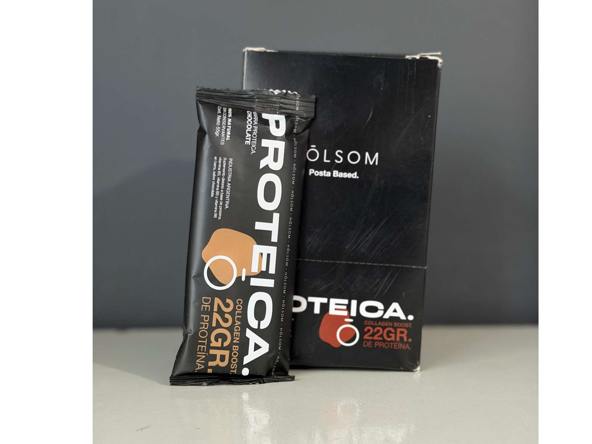 Caja barra proteica Holsom (22gr Whey Protein) 10 unidades