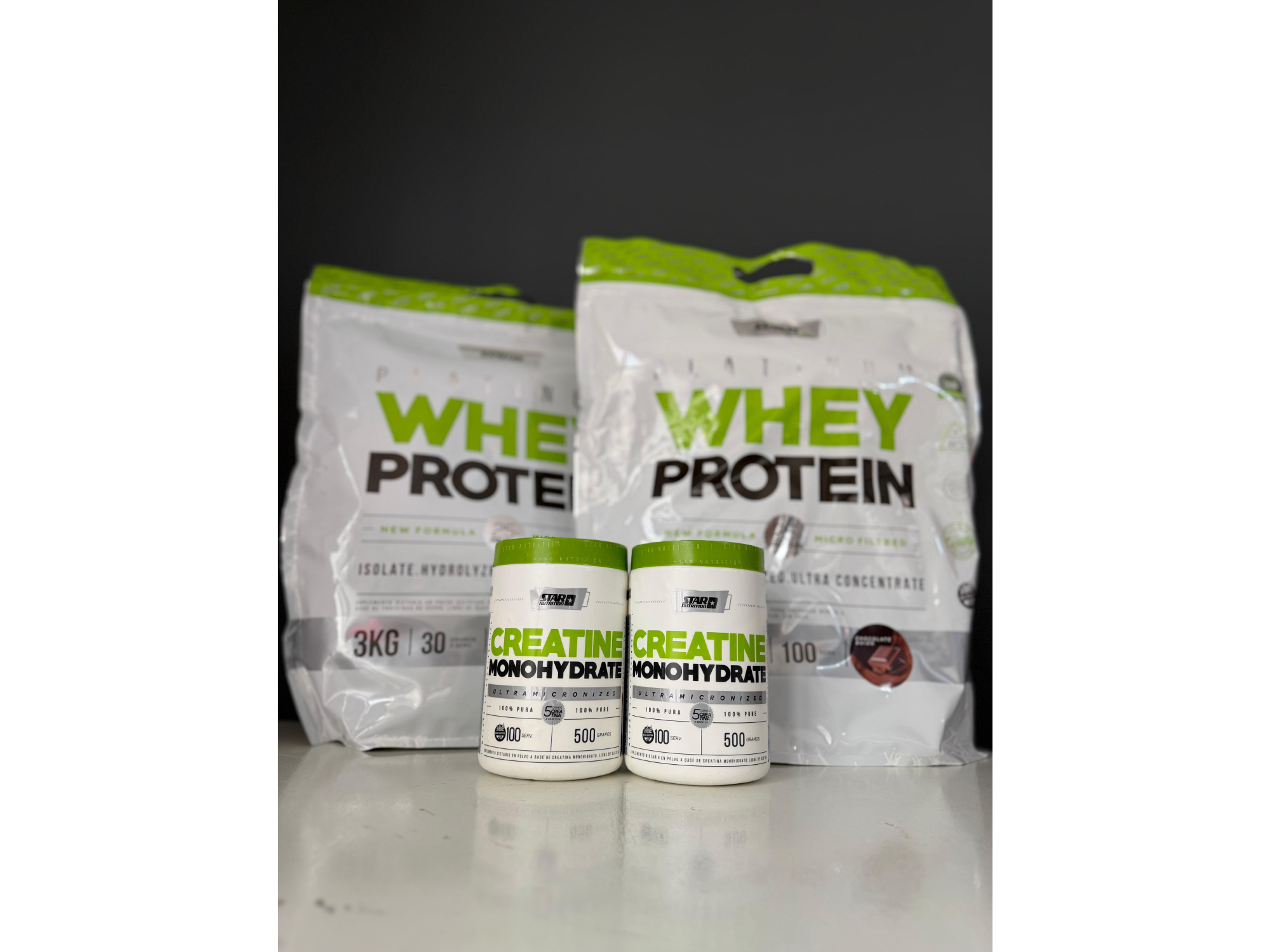 2 Proteína Platinum Whey Protein 3kg + 2 Creatina 500gr