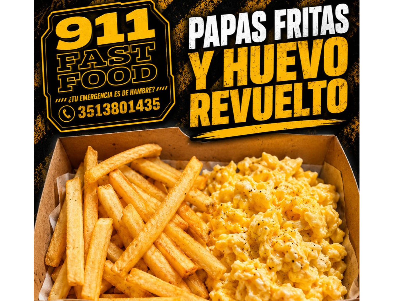 Papas fritas y huevo revuelto