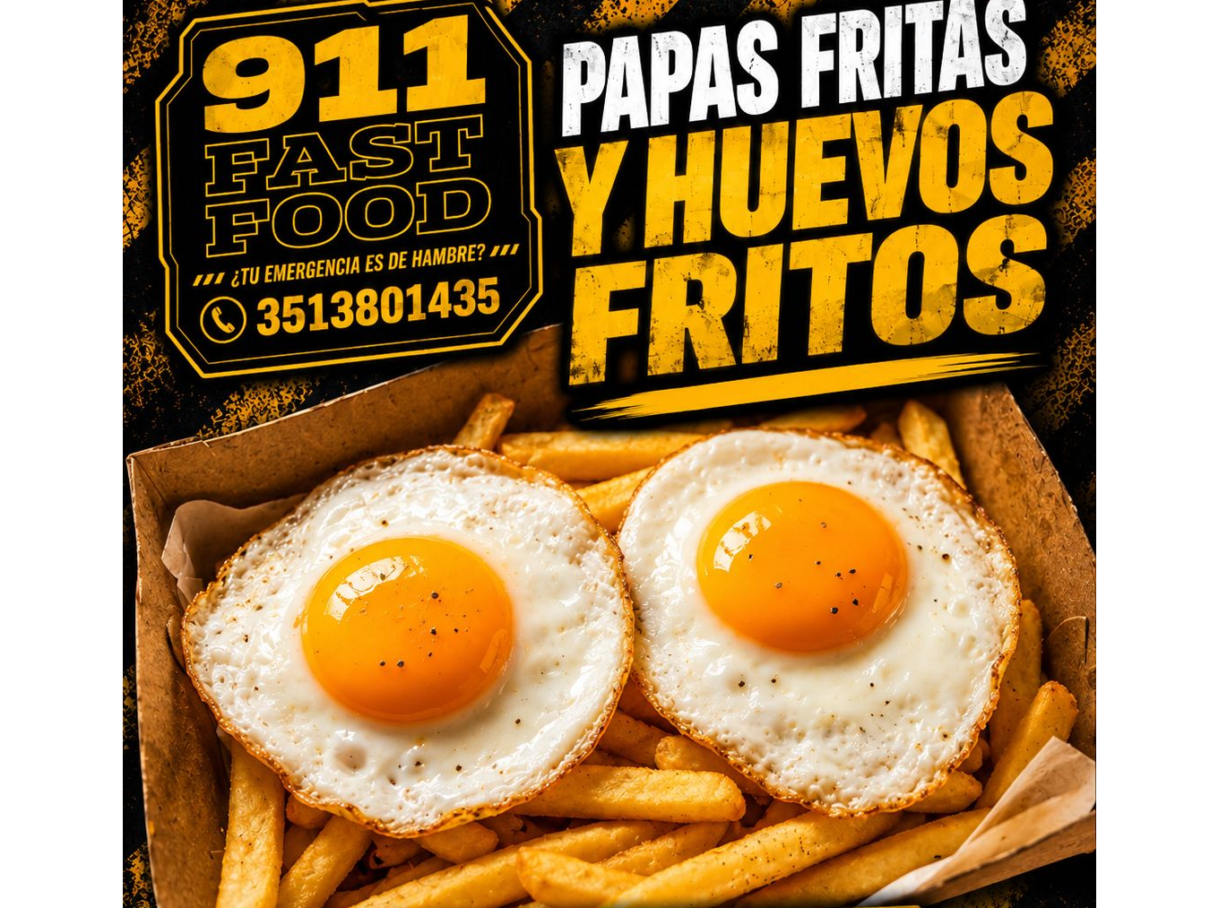 Papas fritas y huevos fritos