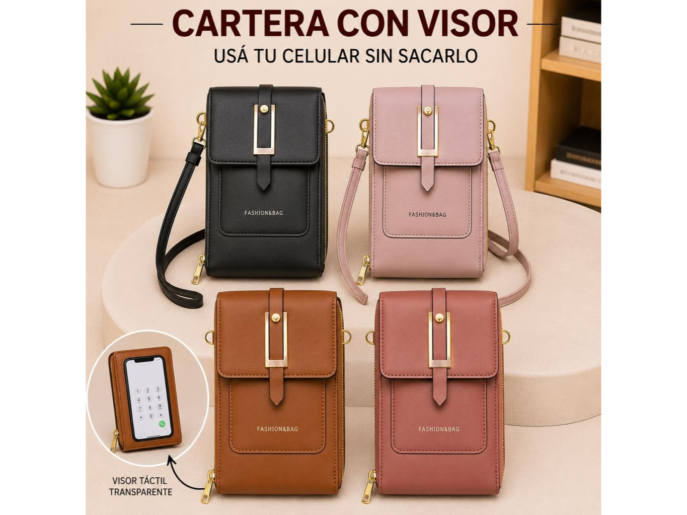 CARTERITA CON "VISOR PARA CELULAR"   (Código: WT-7)