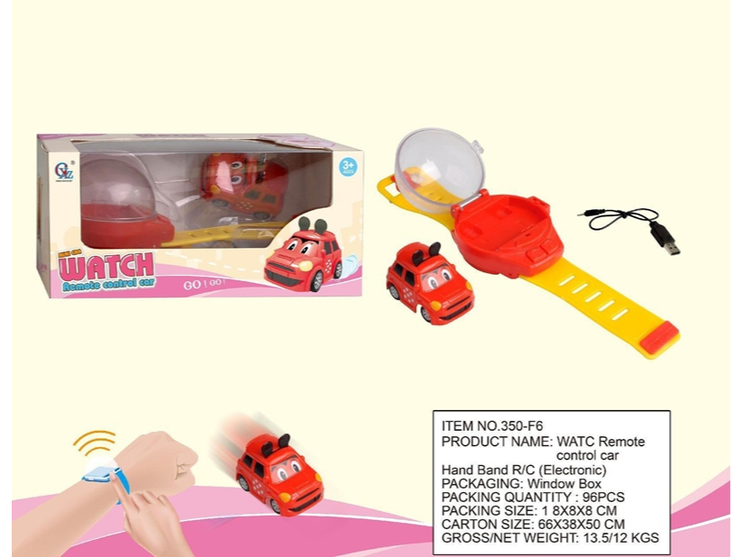 WATCH CARS ROJO (PLÁSTICO) autitos a control remoto en la pulsera RECARGABLE POR USB   (Código: 350-F6)