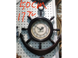 RELOJ DE PARED TIMÓN Y ANCLA (PLÁSTICO) DE 50 cm   (Código: WK-1)