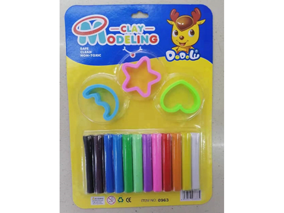 PLASTICINAS X 12 COLORES EN BLISTER CON ACCESORIOS (Código: 0963)