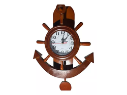 RELOJ DE PARED TIMÓN Y ANCLA (MADERA) 40 cm   (Código: WK-3)