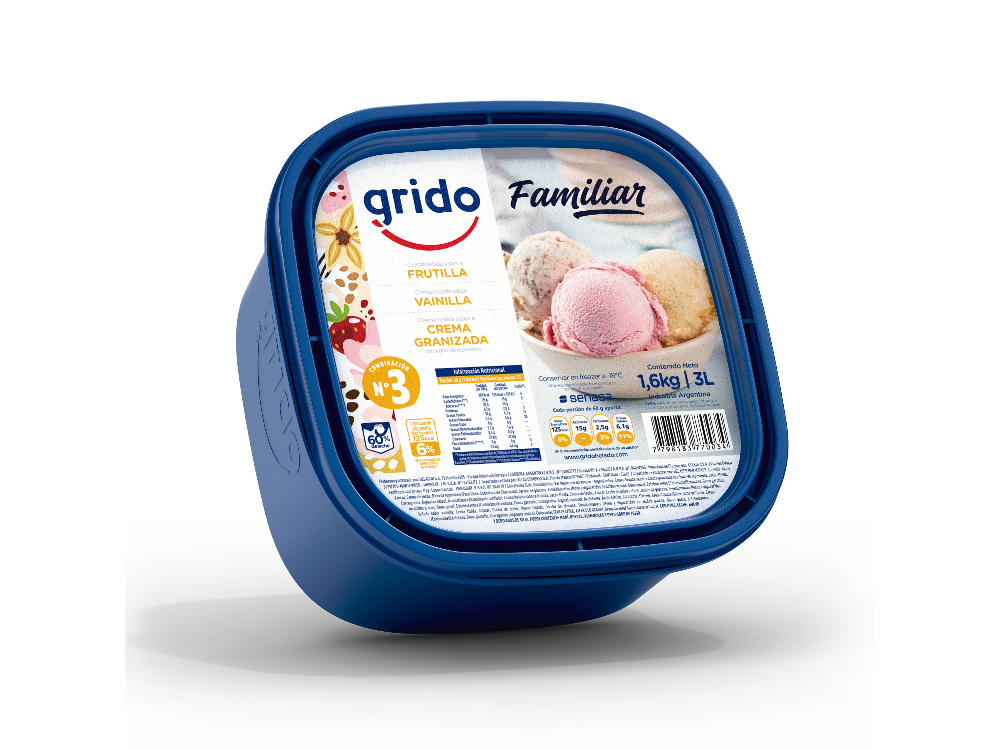 Familiar N° 3 ( vainilla / frutilla / granizado )