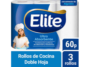 Rollo de Cocina Elite Ultra Absorbente 60 Paños 3 un