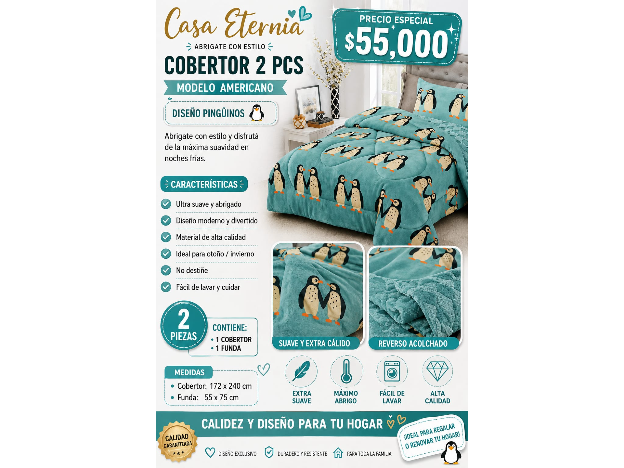 COBERTOR MODELO AMERICANO 2PCS