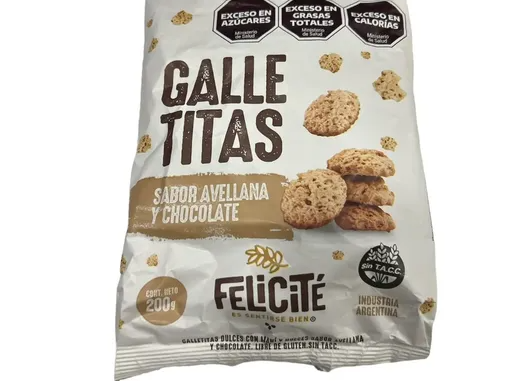 GALLETITAS FELICITE SIN TACC AVELLANA Y CHOCOLATE
