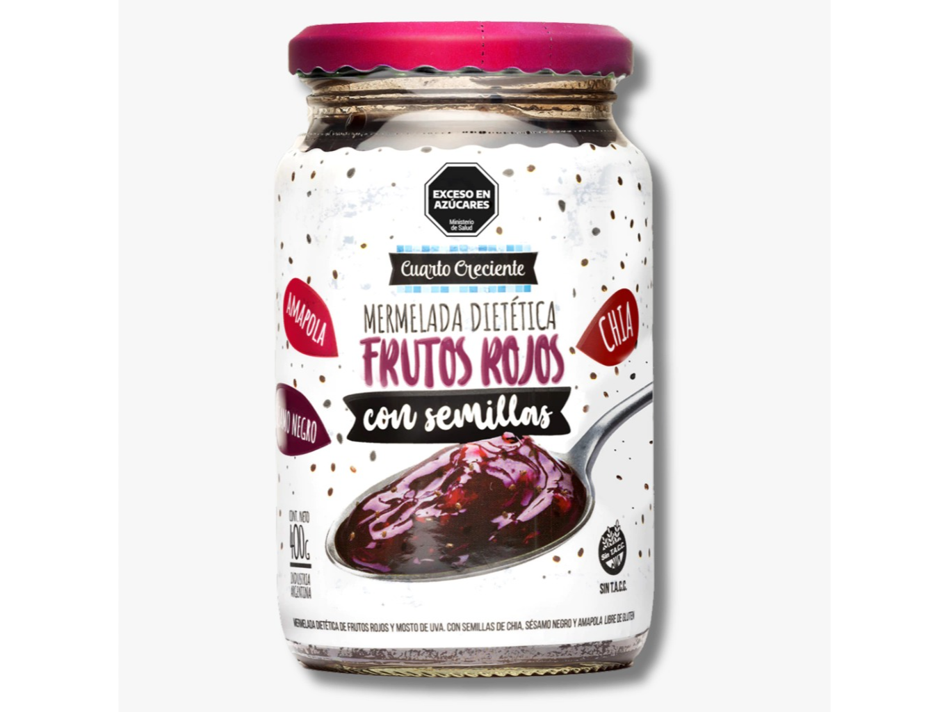 MERMELADA CON SEMILLAS DE FRUTOS ROJOS CON STEVIA x 400 GRS