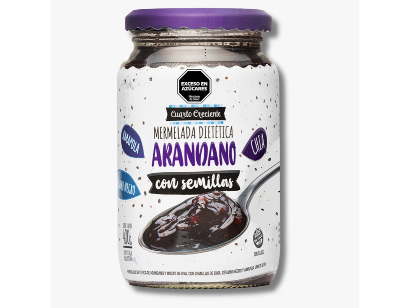 MERMELADA CON SEMILLAS DE ARANDANOS x 400 GRS