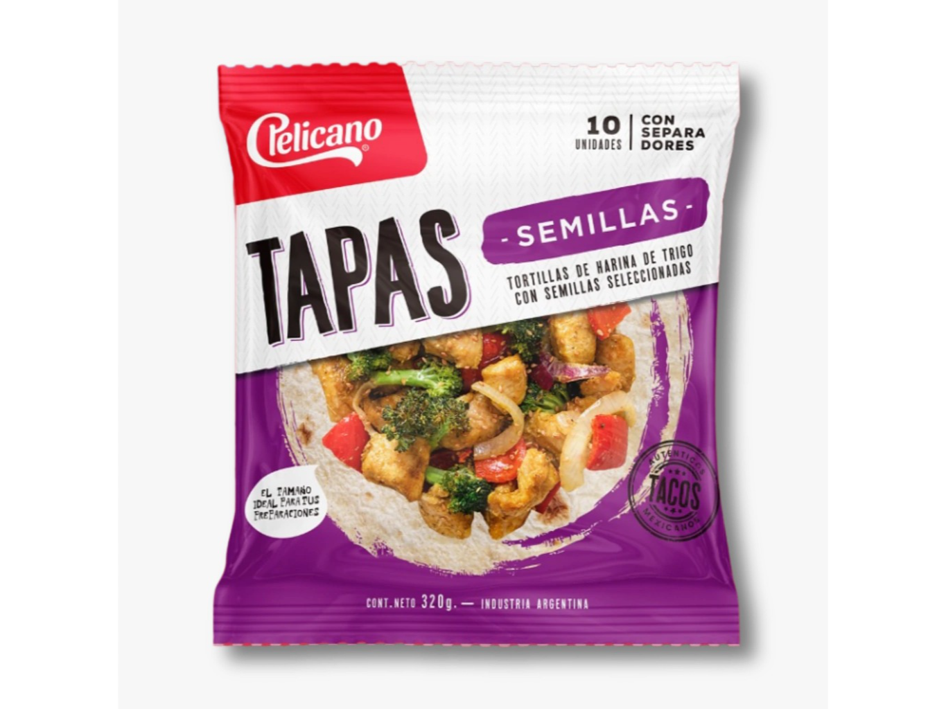 TAPAS PARA TACOS CON SEMILLA X 10 UNIDADES X 320 GRAMOS