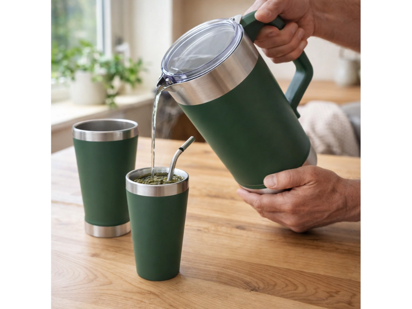 Set Matero Térmico 3 Piezas con Jarra Pico Cebador 1,9 L + Vaso + Mate