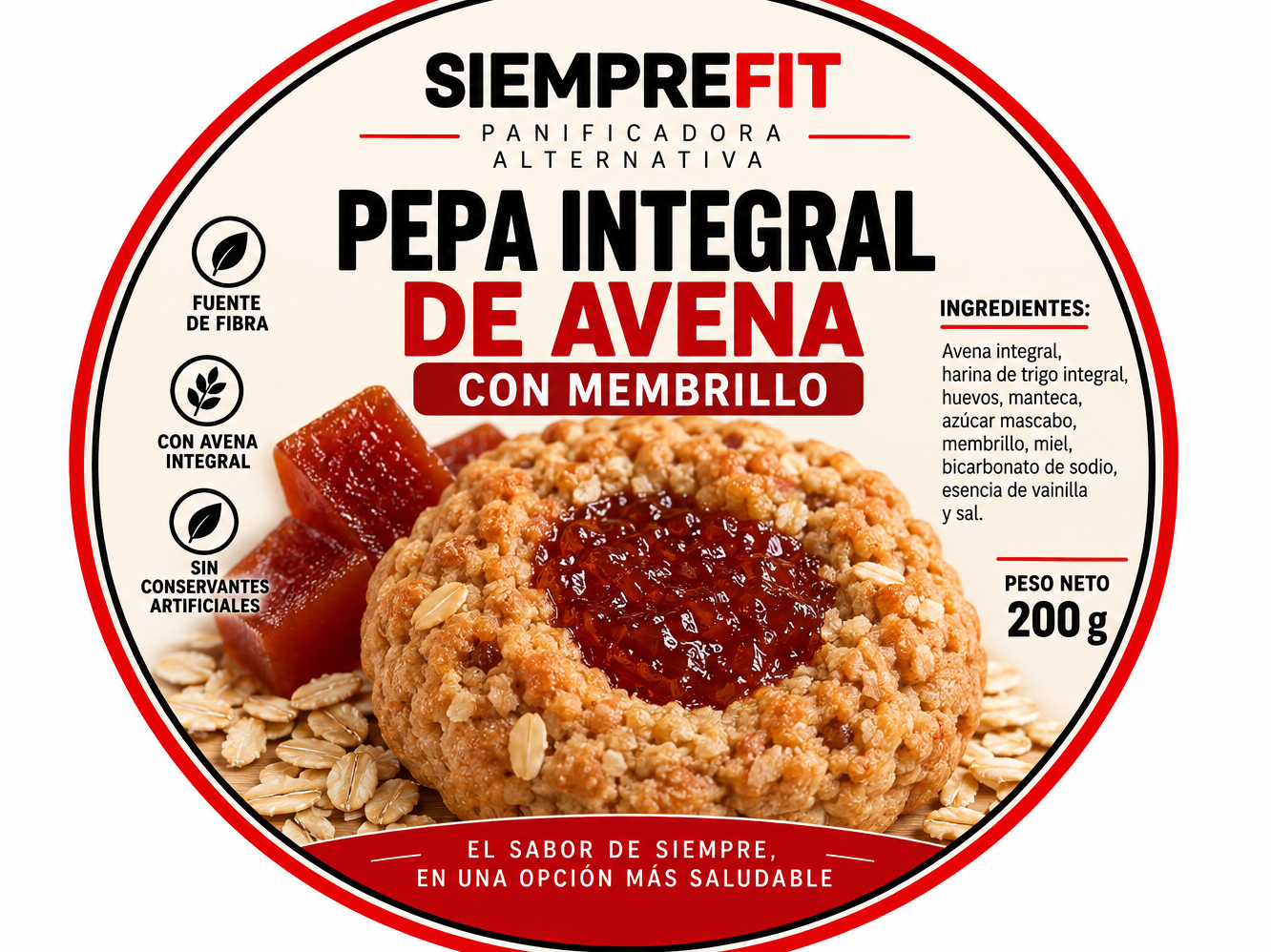 Pepa integral de avena con mermelada de MEMBRILLO x kilo