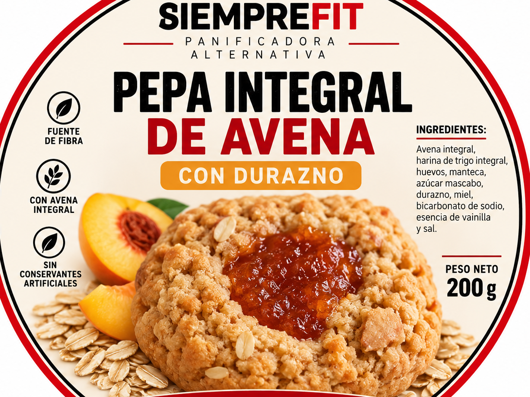 Pepas integrales con mermelada de DURAZNO x kilo de Siemprefit